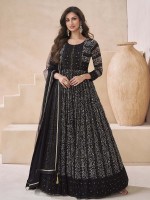 Black Real Georgette Anarkali Gown